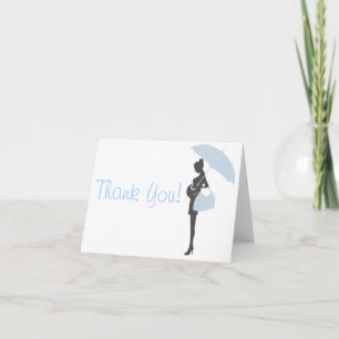 Baby shower Silhouette Bleu Merci Cartes