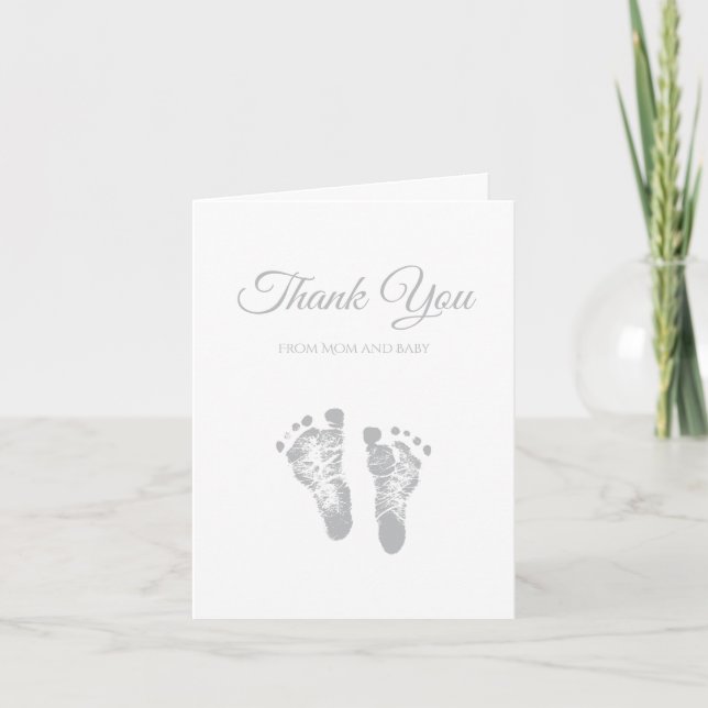 Baby shower simple Merci moderne Gris Empreinte (Devant)