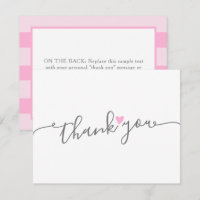 Baby shower simple rose Coeur fille Merci