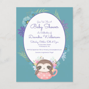 Baby shower   Sloth Polka Dot Tea Cup Carte postal