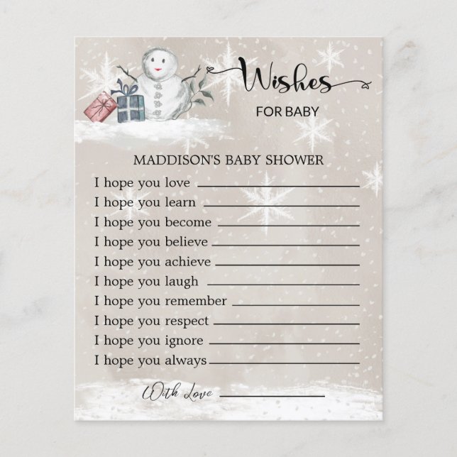 Baby shower Snowman Wives for Baby Card (Devant)