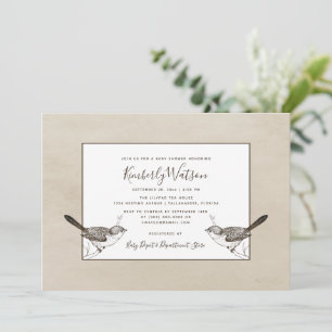 Baby shower Songbird Pair   Invitation beige