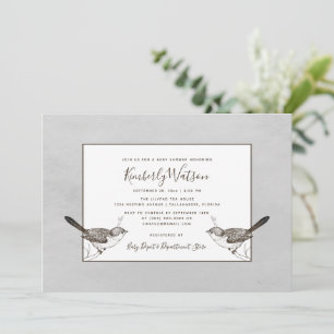 Baby shower Songbird Pair   Invitation Grey