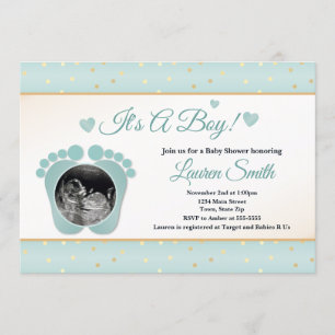 Baby shower Sonogramme Invitation Garçon, orteils