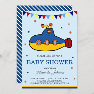 Baby shower sous-marin coloré mignon Invitation