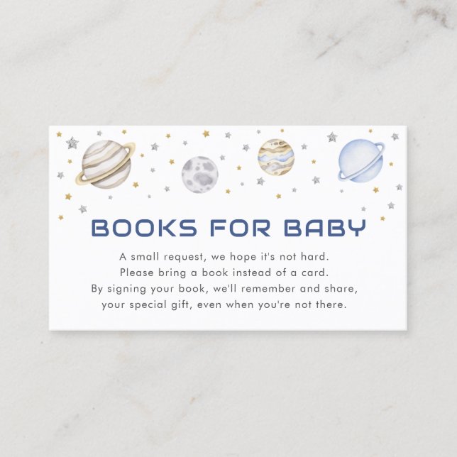 Baby shower spatial Astronaut Livres pour carte bé (Devant)