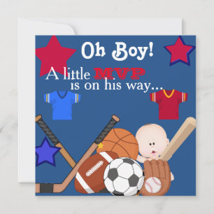 Baby shower sportif Boys Invitation HOCKEY