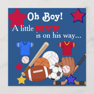 Baby shower sportif Cute Boys Invitation HOCKEY