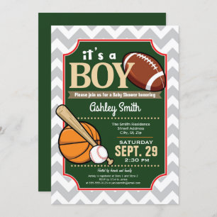Baby shower sportif Invitation garçon