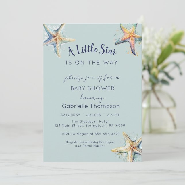 BABY SHOWER STARFISH Invitation (Debout devant)