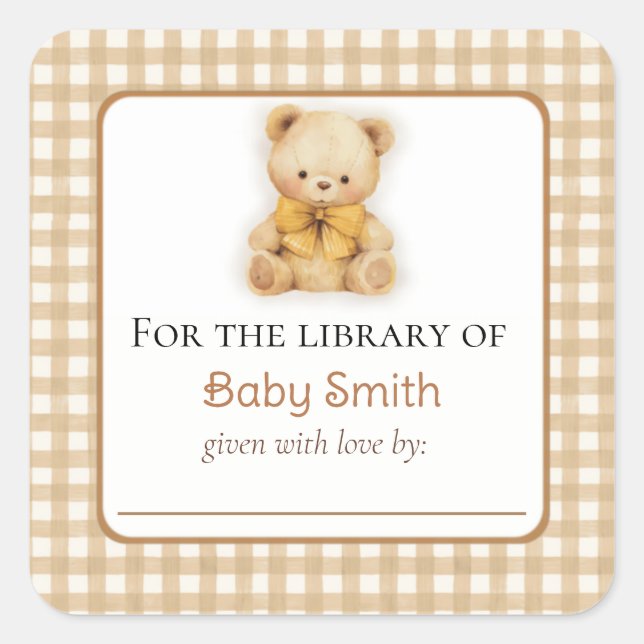Baby shower Sticker Plush Teddy Bear (Devant)