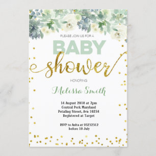 BABY SHOWER succulent CACTUS carte d'invitation