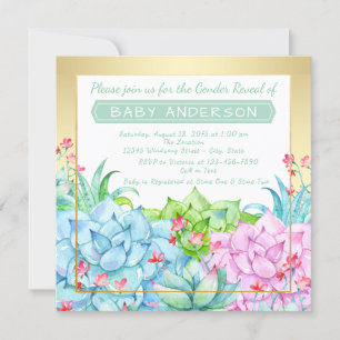 Baby shower Succulent Genre Reveilles Invitations