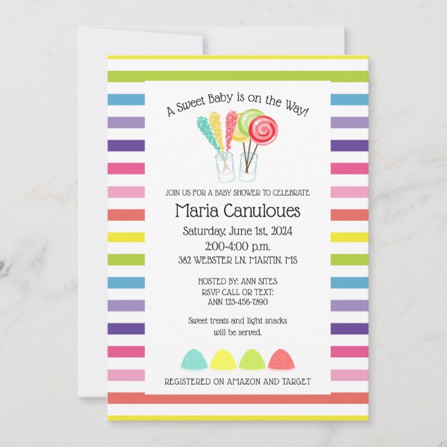 Baby shower sucré Invitation (Devant)
