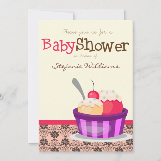 Baby shower Sundae Crème de glace Invitation (Devant)
