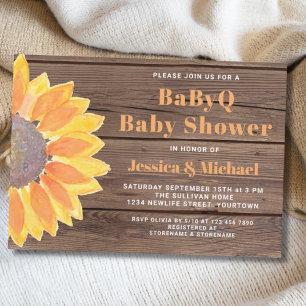 Baby shower Sunflow Wood BBQ Couples Invitation