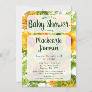 Baby shower Sunflowers Invitation Genre Neutre