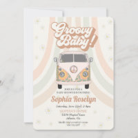 baby shower super, les années 70 invitation à thèm