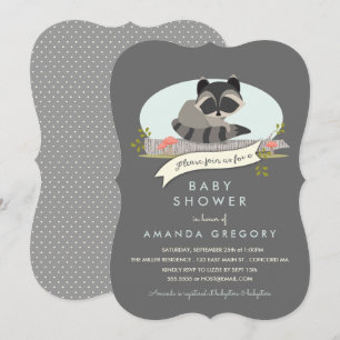 Baby shower Sweet Woodland Raccoon Invitation