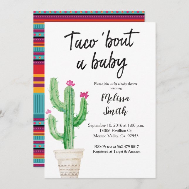 Baby shower Taco Bout Baby Invitation (Devant / Derrière)