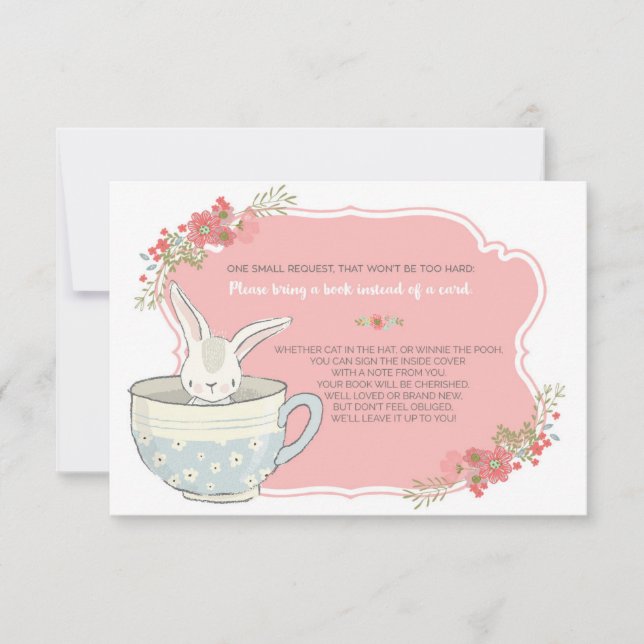 Baby shower Tea Party Apportez une carte de livre  (Devant)