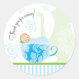 Baby shower Tea Party Favoriser Sticker Garçon