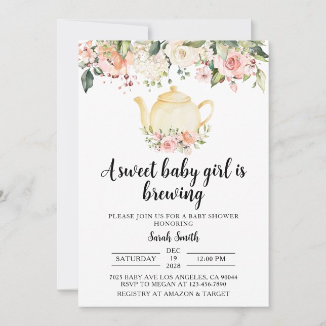 Baby shower Tea Party Invitation (Devant)