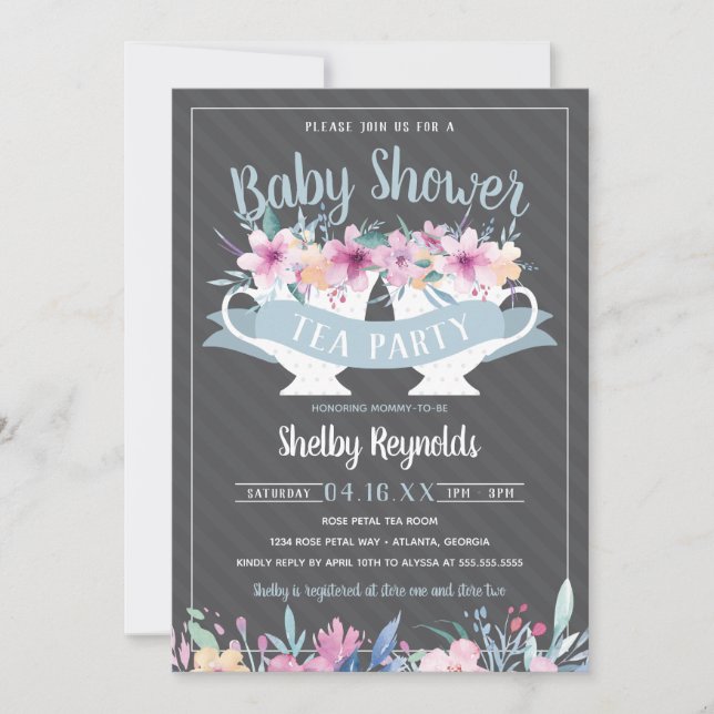 Baby shower Tea Party Invitation (Devant)