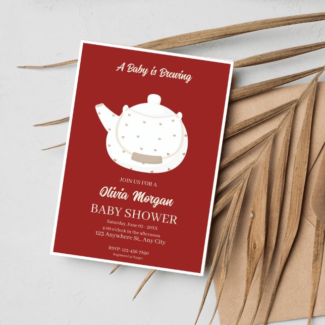 Baby shower Tea Party Red Invitation Card (Créateur téléchargé)