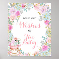 Baby shower Tea Party Voeux pour Baby Poster