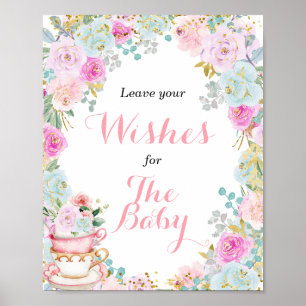 Baby shower Tea Party Voeux pour Baby Poster