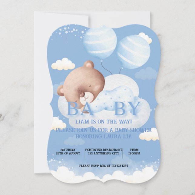 BABY SHOWER TEDDDY BEAR INVITATION (Devant)