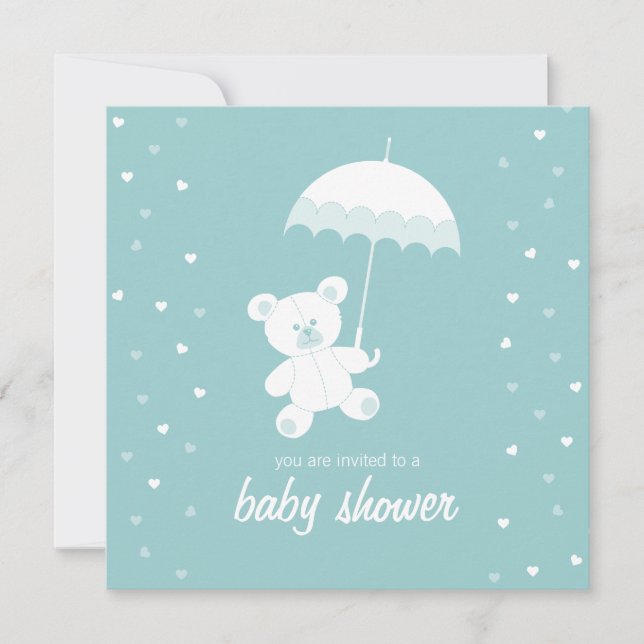 Baby shower Teddy Bear Blue / Toute invitation en  (Devant)