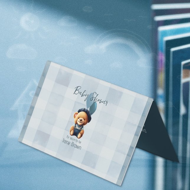 Baby shower Teddy Bear Demande de carte de boîtier (Create casual chic baby shower enclosure cards. Use the template to personalize.)