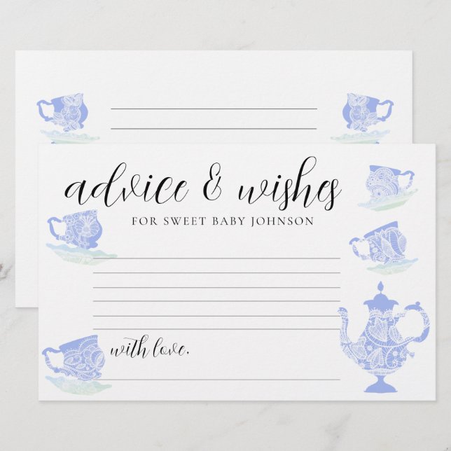Baby shower temps Capsule Cartes Thé Chine dentell (Devant / Derrière)