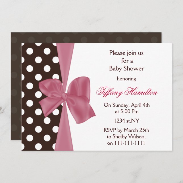 baby shower tendance chocolat rose arc Invitation (Devant / Derrière)