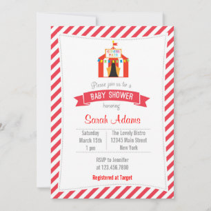 Baby shower Tente de cirque rouge Invitation