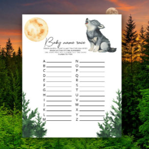 Baby-shower thème loup - Jeu de course de noms de