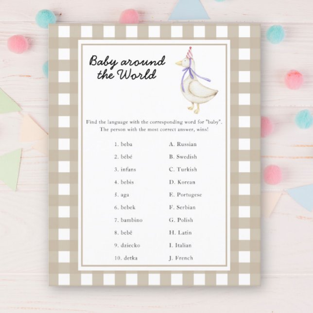 Baby shower thème oie - jeu bébé autour du monde (Créateur téléchargé)