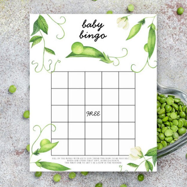 Baby shower thème petit pois - Jeu de bingo pour b (Créateur téléchargé)