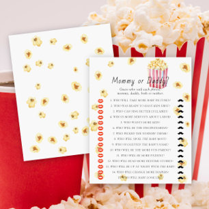 Baby shower thème Popcorn jeu Maman ou Papa