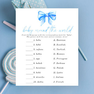 Baby shower thème ruban bleu - Jeu bébé autour du