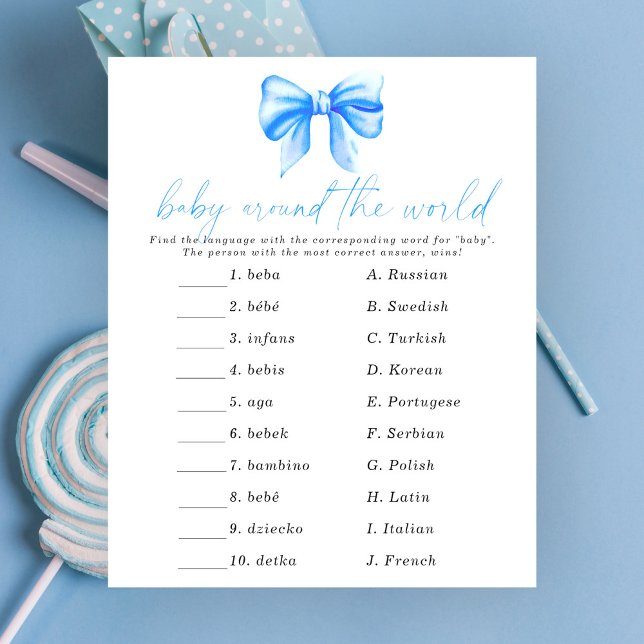 Baby shower thème ruban bleu - Jeu bébé autour du  (Créateur téléchargé)