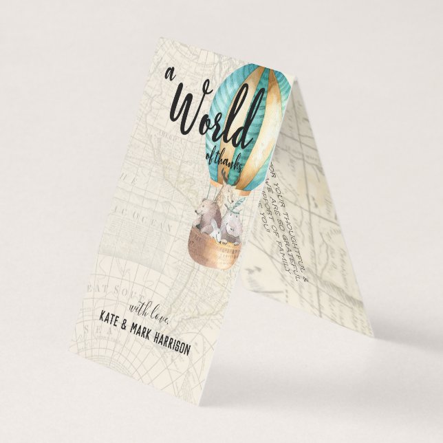Baby Shower Thème Voyage | Note de Remerciement (Front)