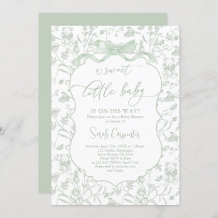 Baby shower Toile De Jouy avec Invitation Bow