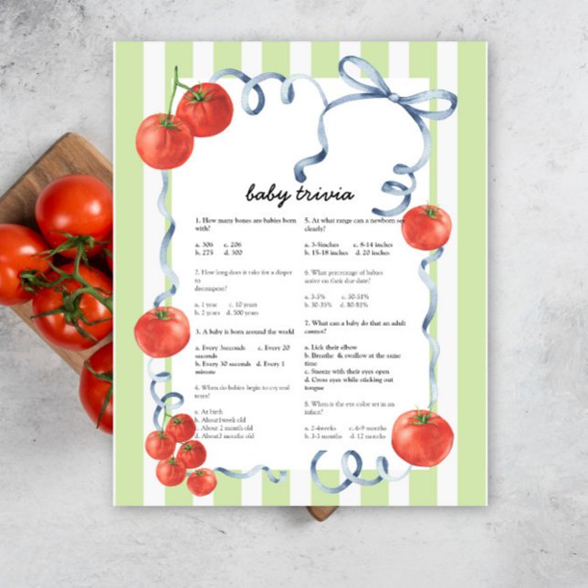 Baby shower tomate - Baby trivia jeu (Créateur téléchargé)