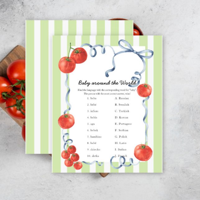 Baby shower Tomate - Jeu bébé autour du monde (Créateur téléchargé)