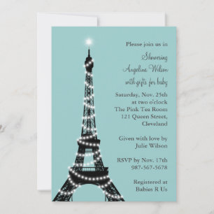 Baby shower Tour Eiffel Invitation (turquoise)
