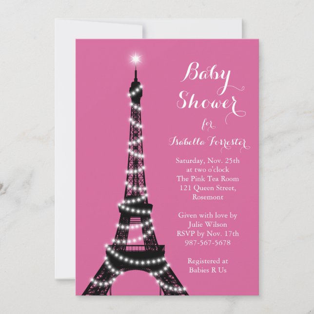 Baby shower Tour Eiffel Twinkles Invitation (Devant)