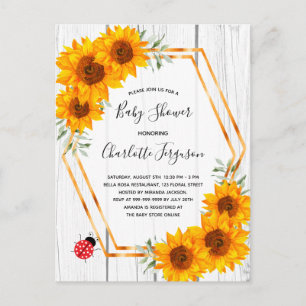 Baby shower tournesol rustique invitation ladybug